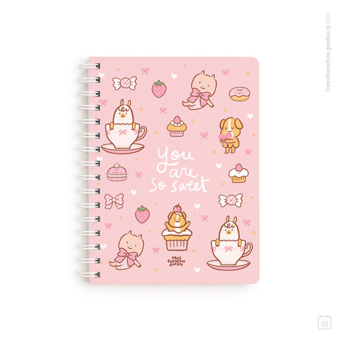 Cuaderno anillado + 1 lámina de stickers | Tamaño A5 | Hojas de puntos | Coquette