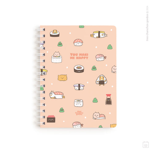 Cuaderno anillado + 1 lámina de stickers | Tamaño A5 | Hojas de puntos | Maki