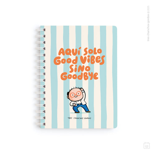 Cuaderno anillado + 1 lámina de stickers | Tamaño A5 | Hojas de puntos | Good vibes