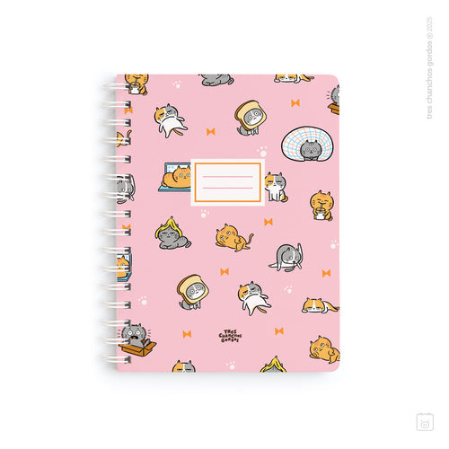Cuaderno anillado + 1 lámina de stickers | Tamaño A5 | Hojas de puntos | Gatos