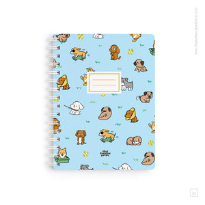 Cuaderno anillado + 1 lámina de stickers | Tamaño A5 | Hojas de puntos | Perritos