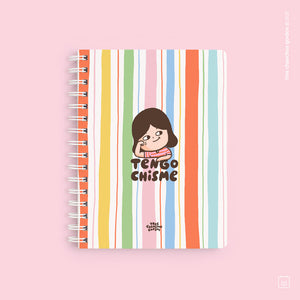Cuaderno anillado + 1 lámina de stickers | Tamaño A5 | Hojas de puntos | Chisme