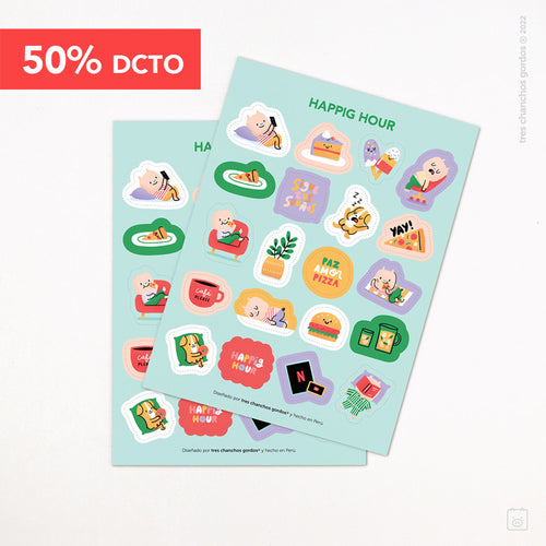 ¡REMATE! Láminas de stickers: Happig hour x 2