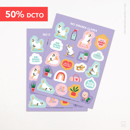 ¡REMATE! Láminas de stickers: No drama llama x 2