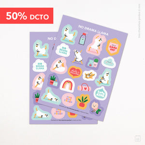 ¡REMATE! Láminas de stickers: No drama llama x 2