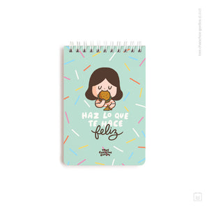Libreta anillada | Tamaño A6 | Hojas de puntos | Feliz