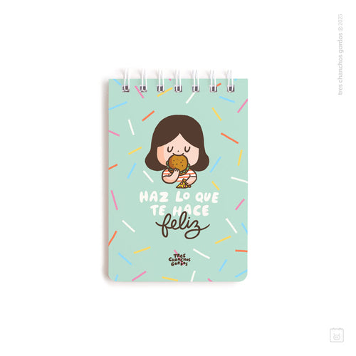 Libreta anillada | Tamaño A6 | Hojas de puntos | Feliz
