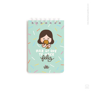 Libreta anillada | Tamaño A6 | Hojas de puntos | Feliz
