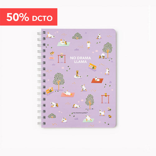 ¡REMATE! Cuaderno anillado A5 + 2 láminas de stickers: No drama llama