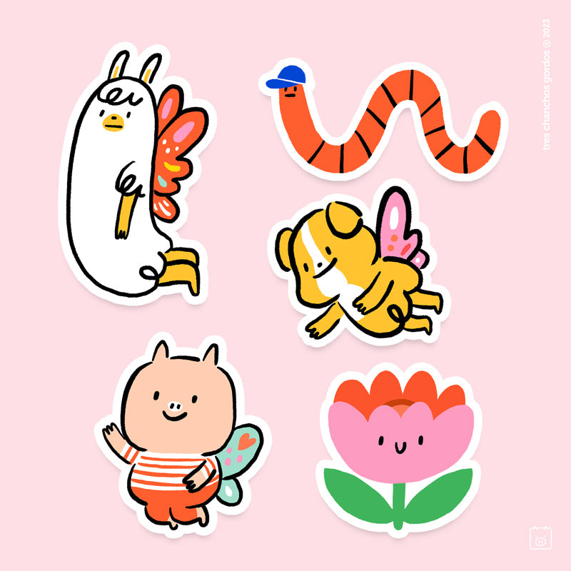 Pack de Stickers Flower power x 5