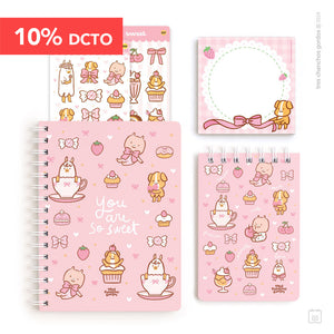 Pack A5 | Cuaderno + libreta + taco | Coquette