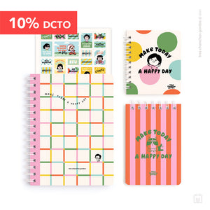 Pack A5 | Cuaderno + libreta A6 + pocket | Happy day
