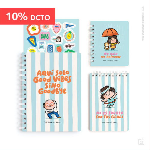 Pack A5 | Cuaderno + libreta A6 + pocket | Good vibes