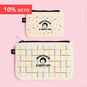 Pack estuches | Estuche midi + Estuche mini | Happy day
