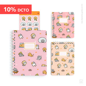 Pack A5 | Cuaderno + libreta A6 + pocket | Gatos