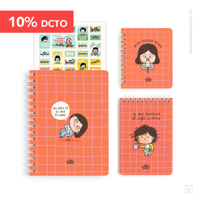 Pack A5 | Cuaderno + libreta A6 + pocket | Lunes