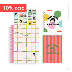 Pack A5 | Cuaderno + libreta A6 + pocket | Happy day