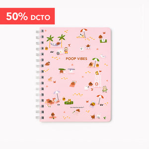 ¡REMATE! Cuaderno anillado A5 + 2 láminas de stickers: Poop vibes