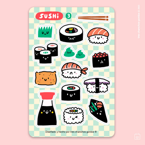 Lámina de stickers: Sushi