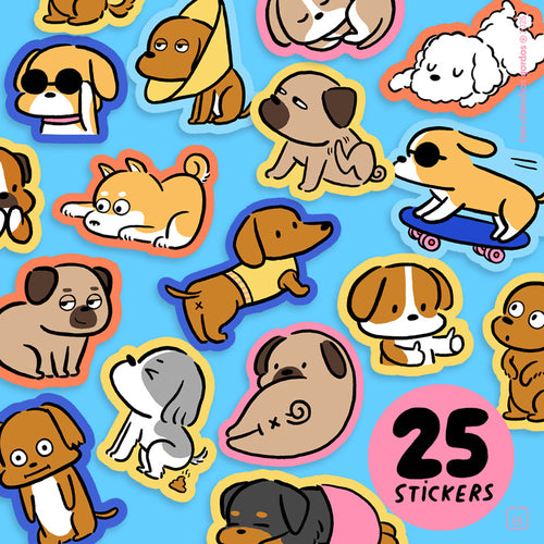 Pack de Mini Stickers de Vinil | 25 stickers | Perritos