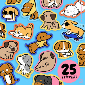 Pack de Mini Stickers de Vinil | 25 stickers | Perritos
