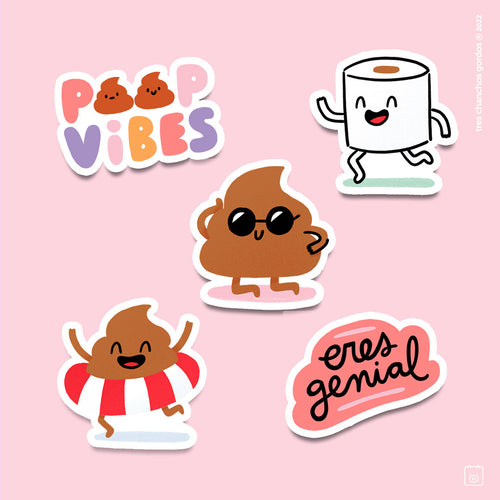 Pack de Stickers Poop vibes x 5