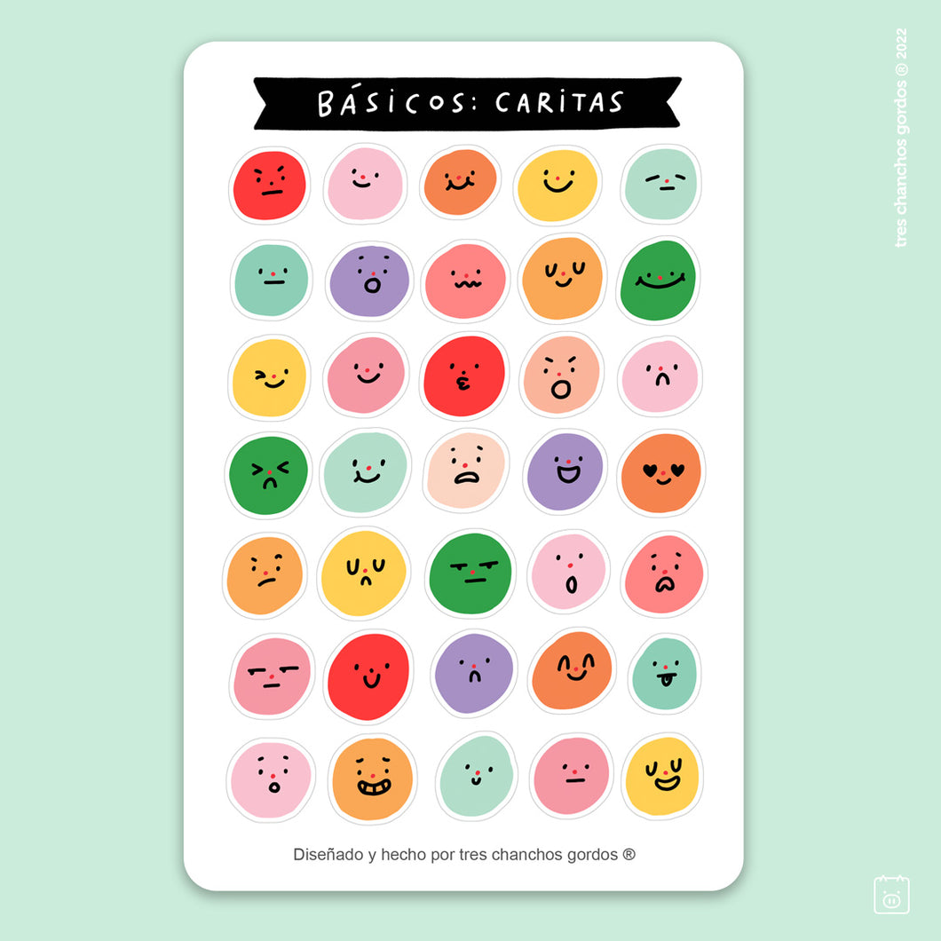 Lámina de stickers: Caritas