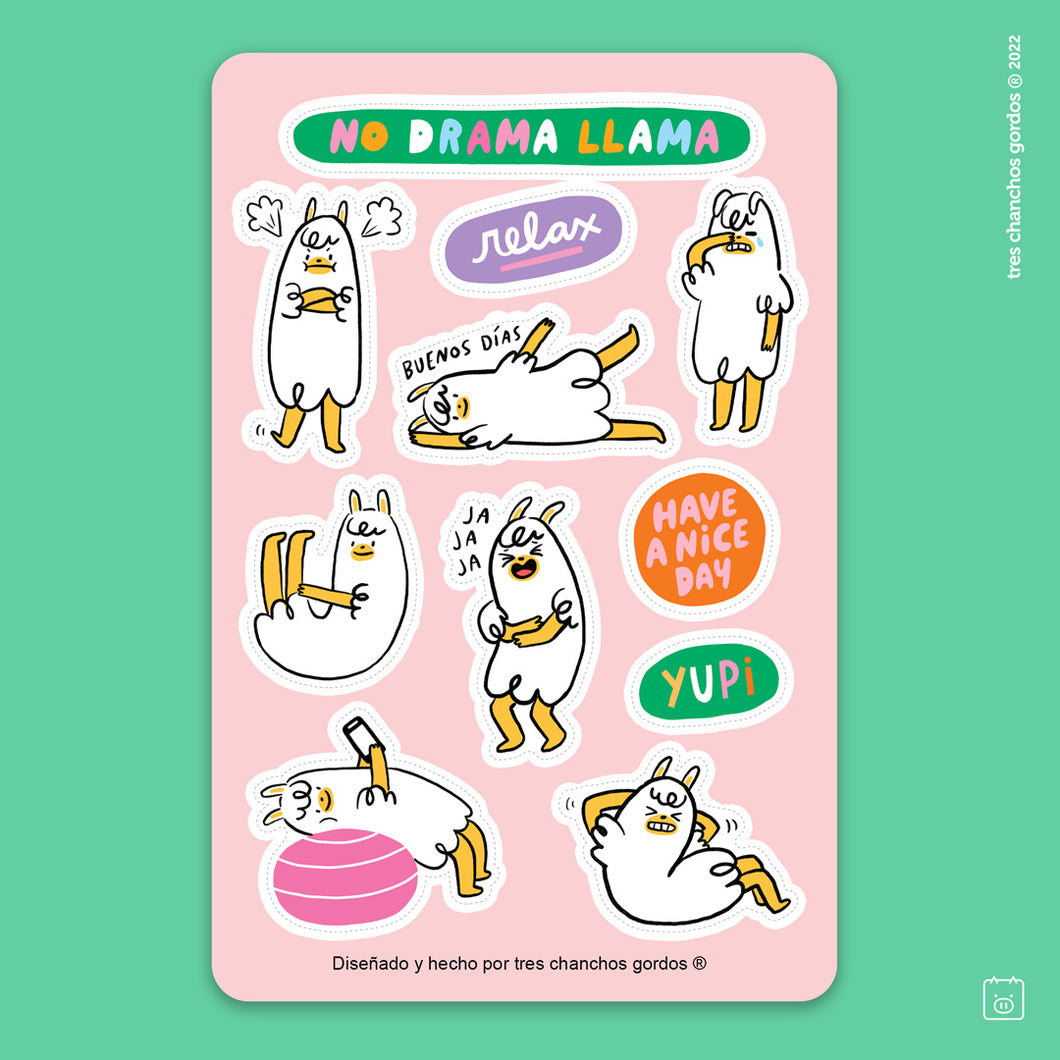Lámina de stickers: No drama llama