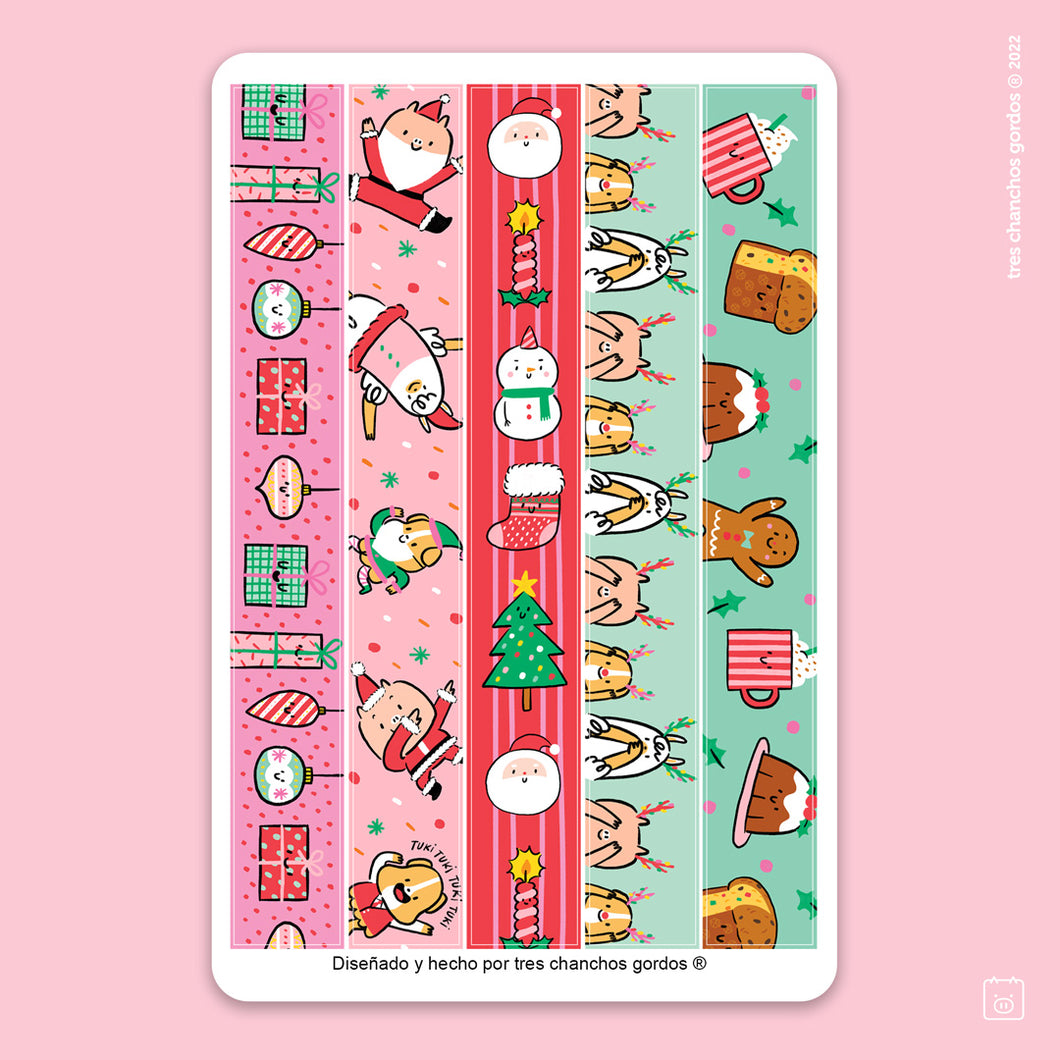 Lámina de stickers: Cintas de navidá